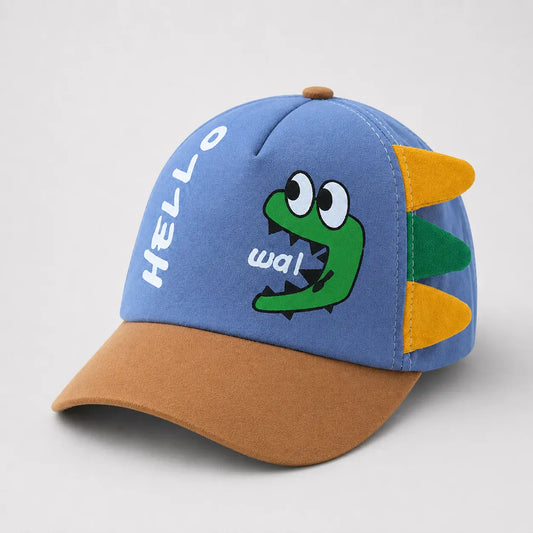 Casquette Bébé Dinosaure - Bleue et Marron | LeCap©