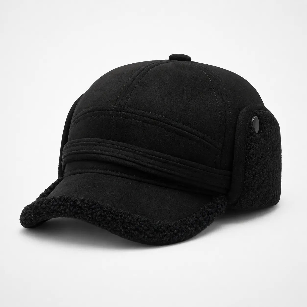 Casquette d'Hiver Noire Cache-Oreilles | LeCap©