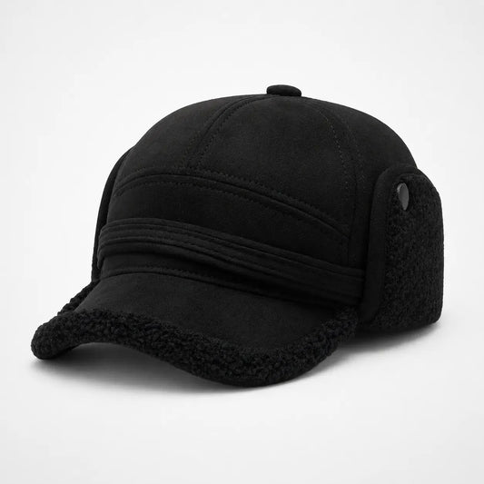 Casquette d'Hiver Noire Cache-Oreilles | LeCap©