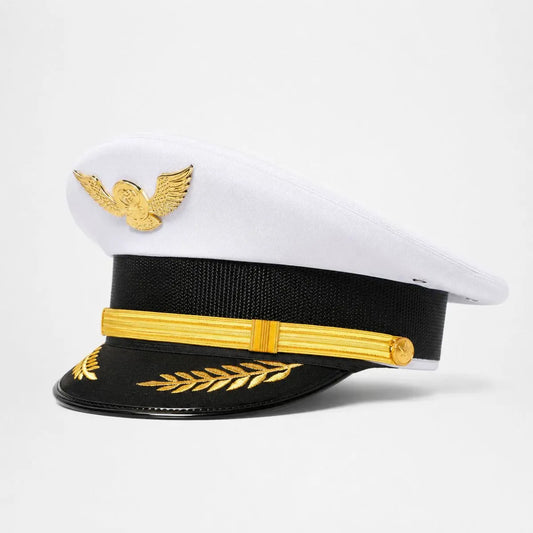 Casquette de Pilote Blanche - Ailes Dorées | LeCap©