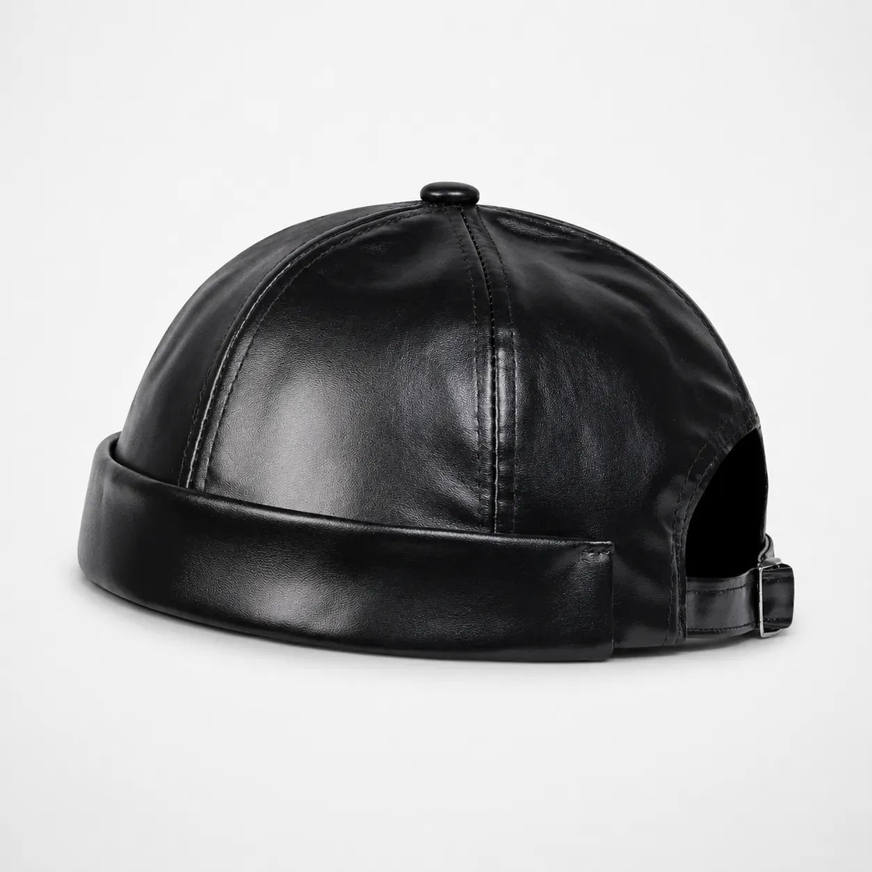 Casquette Docker Noire en Simili Cuir | LeCap©