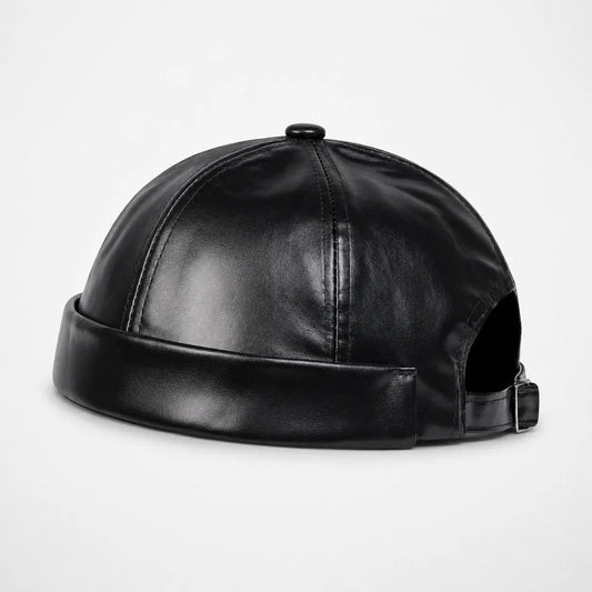 Casquette Docker Noire en Simili Cuir | LeCap©