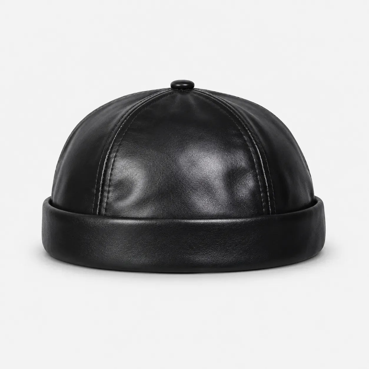 Casquette Docker Noire en Simili Cuir | LeCap©