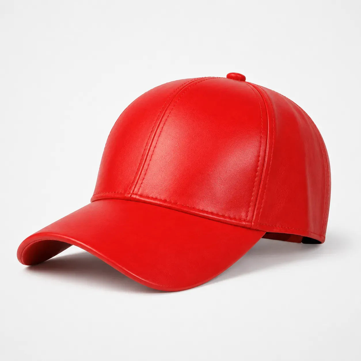 Casquette Rouge en Simili Cuir | LeCap©