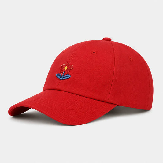 Casquette Rouge Fleur Brodée | LeCap©