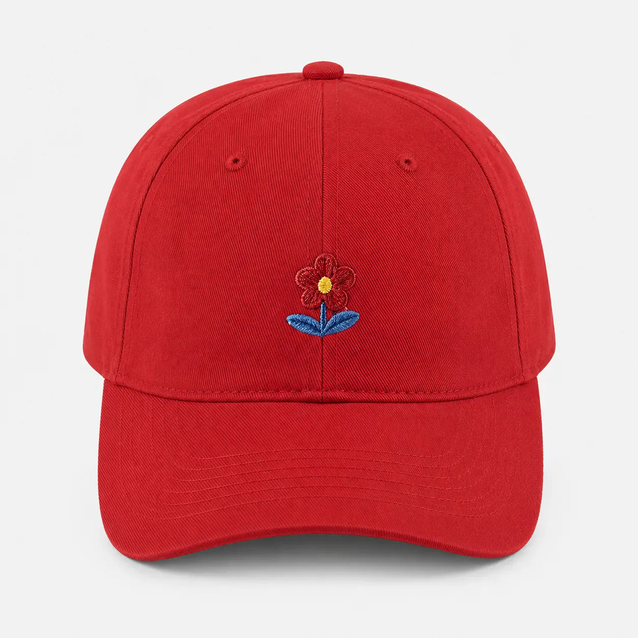 Casquette Rouge Fleur Brodée | LeCap©